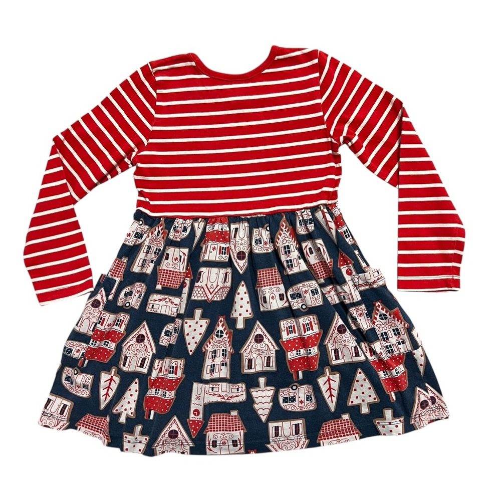Hanna Andersson Sz 110 (5) Gingerbread Village Christmas Holiday Mixie Dress - Picture 3 of 7
